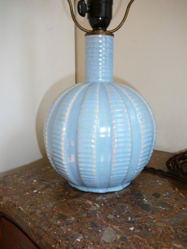 Keramik bordlampe i sart blålig glasur - Image 8