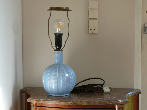 Keramik bordlampe i sart blålig glasur - Image 9