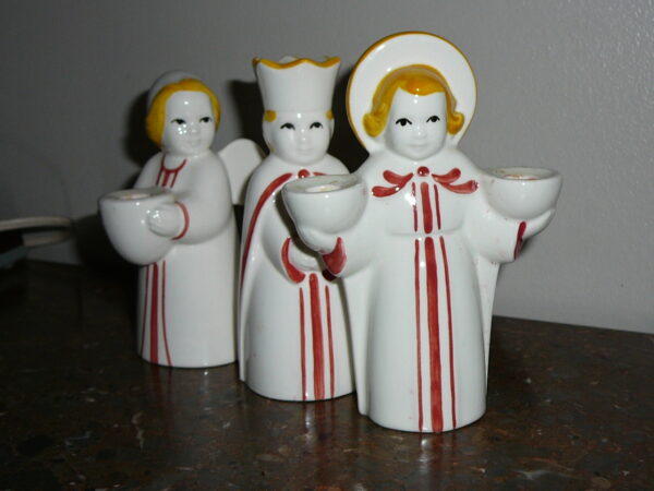3 Aluminia/Royal Copenhagen Julefigurer i Rød og gul - Image 2