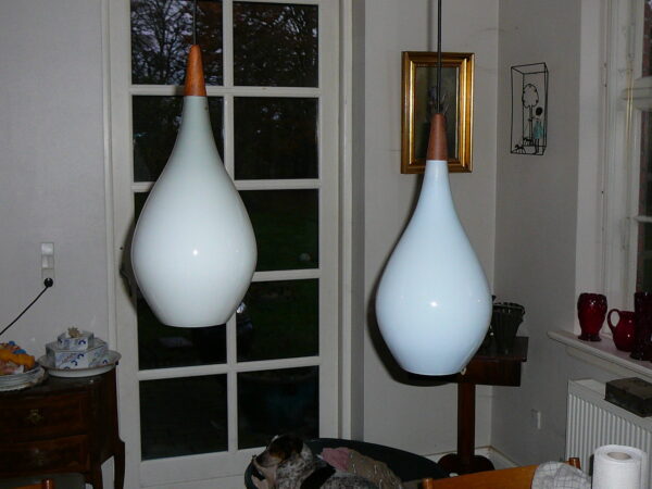 50'er pendel i glas og teak - Image 6
