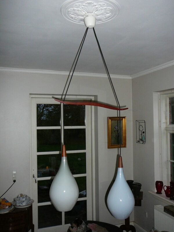 50'er pendel i glas og teak - Image 8