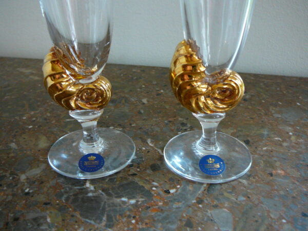 Neptun champagne fløjter, "Millennium" med Guld konkylie - Image 2