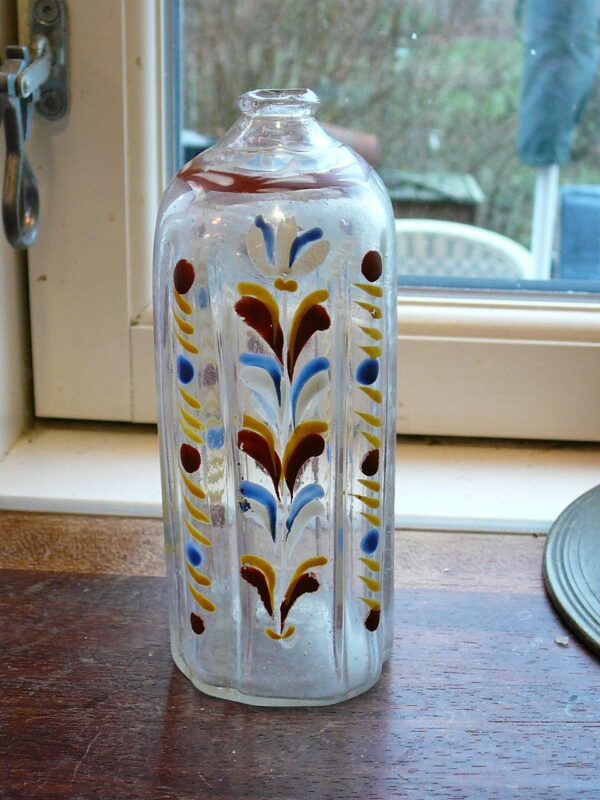 Antik Böhmisk Glas Parfumeflaske emaljemalet sjælden - Image 5