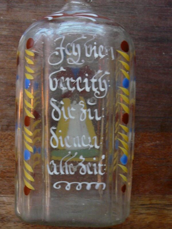 Antik Böhmisk Glas Parfumeflaske emaljemalet sjælden - Image 2