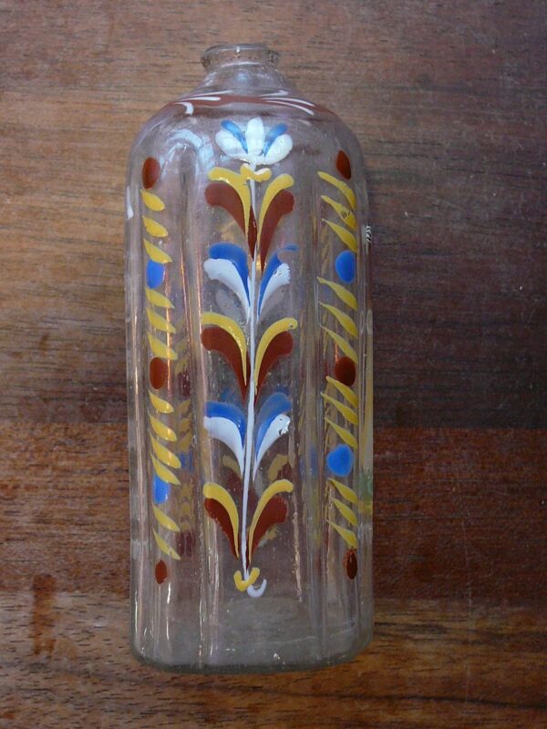 Antik Böhmisk Glas Parfumeflaske emaljemalet sjælden - Image 4