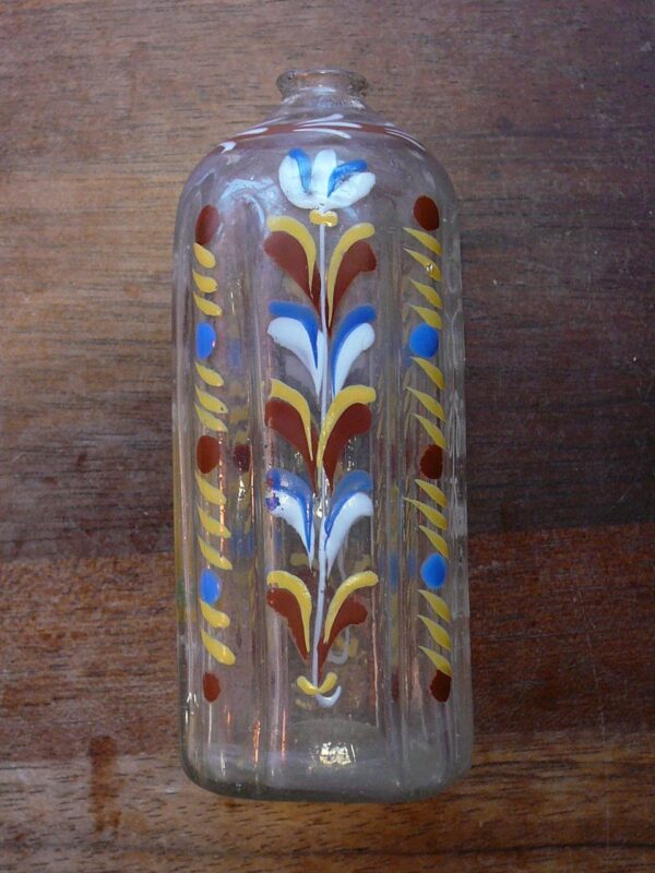 Antik Böhmisk Glas Parfumeflaske emaljemalet sjælden - Image 3