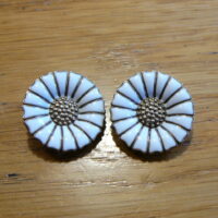 Originale Marguerit øreclips sterling & hvid emalje A. Michelsen