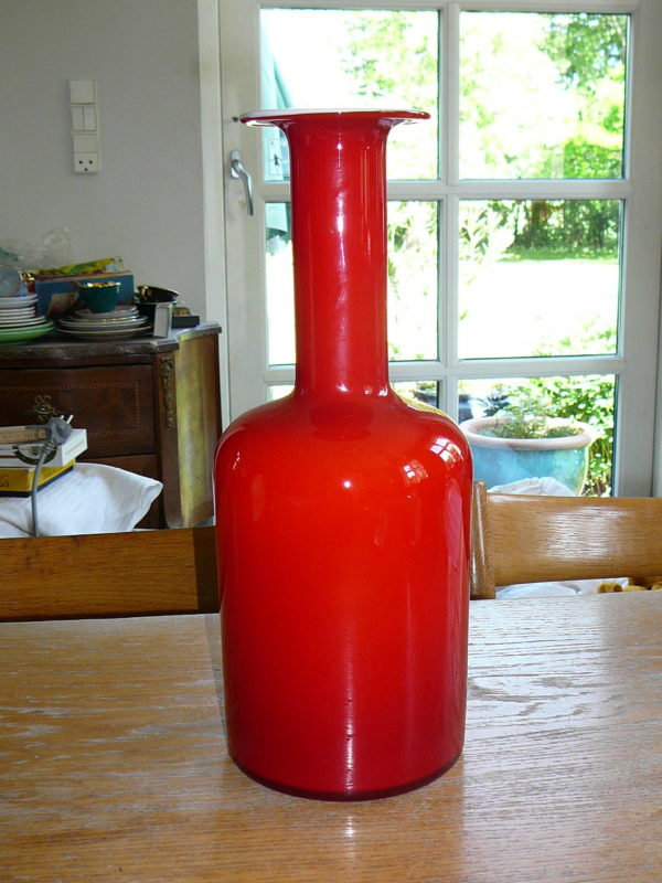 Otto Brauer flaskevase Holmegaard Koral rød/opal - Image 4