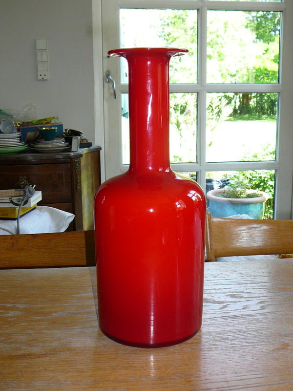 Otto Brauer flaskevase Holmegaard Koral rød/opal - Image 3