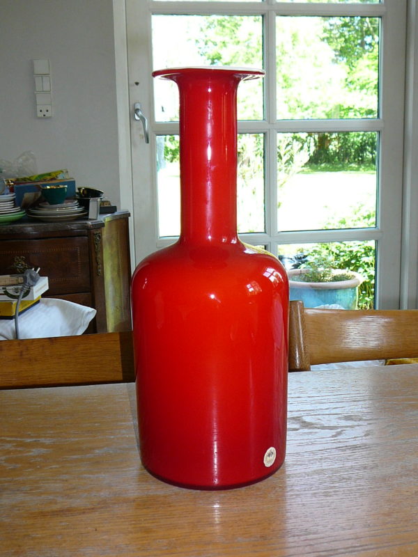 Otto Brauer flaskevase Holmegaard Koral rød/opal - Image 2