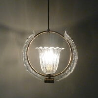 Art Deco loftlampe Murano glas messing Ercole Barovier