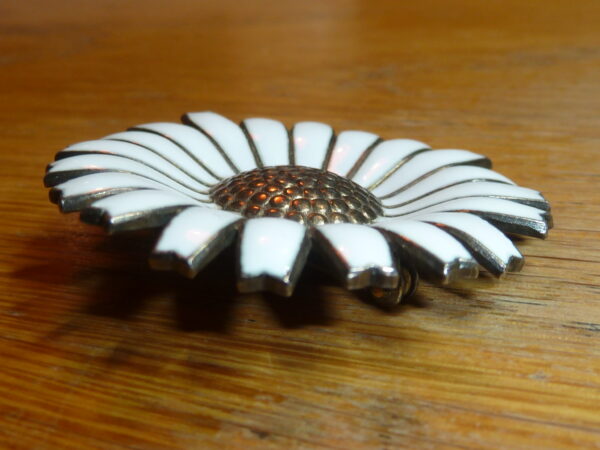 Original stor Marguerit broche sterling sølv & hvid emalje A. Michelsen - Image 2