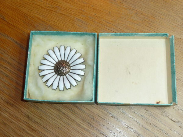 Original stor Marguerit broche sterling sølv & hvid emalje A. Michelsen - Image 3