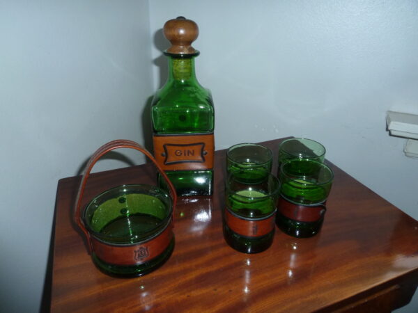 Drinks sæt karaffel , 4 glas , isspand glas og læder - Image 2