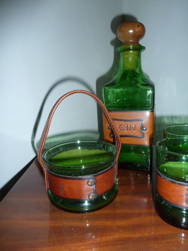 Drinks sæt karaffel , 4 glas , isspand glas og læder - Image 3