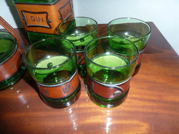 Drinks sæt karaffel , 4 glas , isspand glas og læder - Image 5