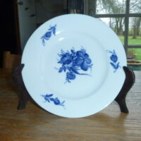 Antik Blå Blomst Side/Kage tallerken før 1870