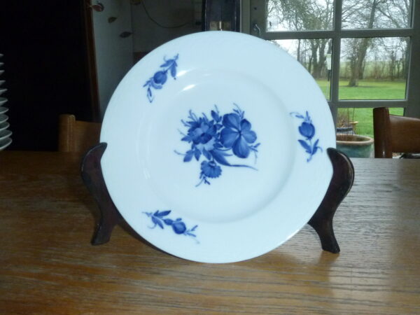 Antik Blå Blomst Side/Kage tallerken før 1870