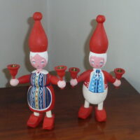 Mogens Eigenbrod høj nissefar og nissemor lysestage vintage træfigurer