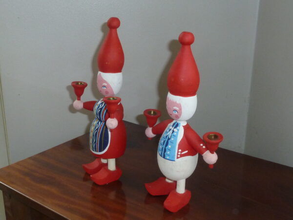 Mogens Eigenbrod høj nissefar og nissemor lysestage vintage træfigurer - Image 2
