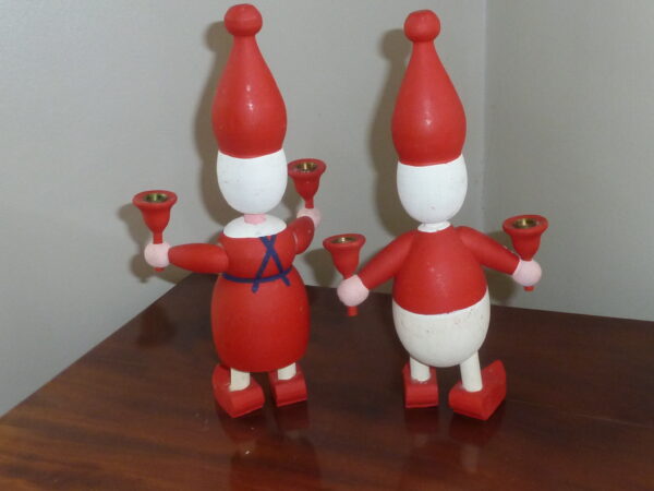 Mogens Eigenbrod høj nissefar og nissemor lysestage vintage træfigurer - Image 3