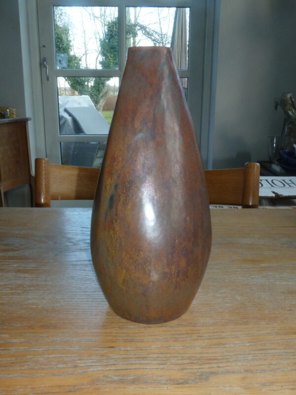 Asymmetrisk L. Hjorth vase brunlig harpelsglasur - Image 4